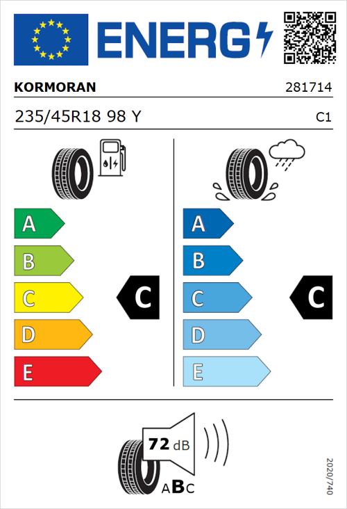 Tyre Label for Kormoran Ultra High Performance 235/45R18 98Y